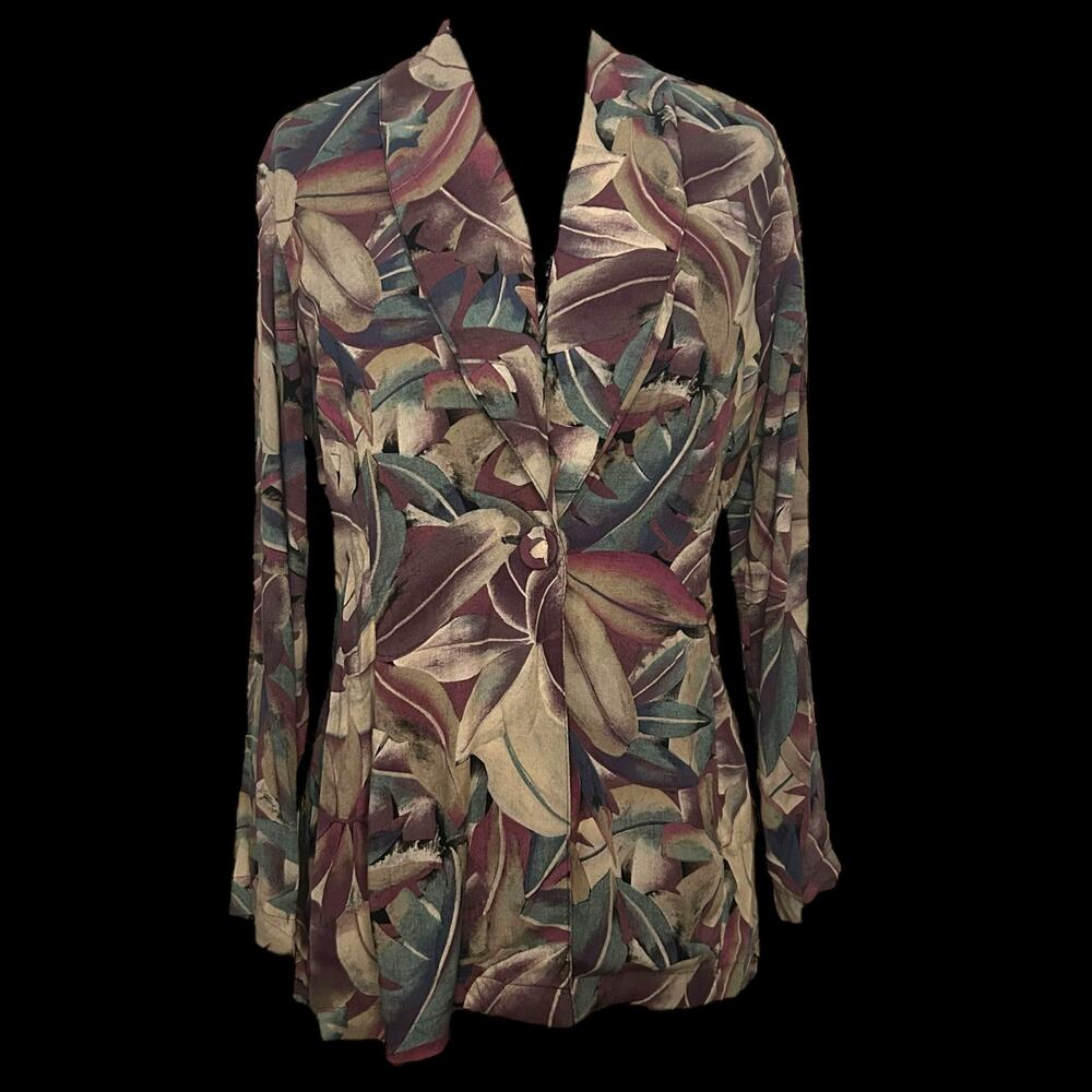 Vintage Multicolored Print Lightweight Blazer Size 11
